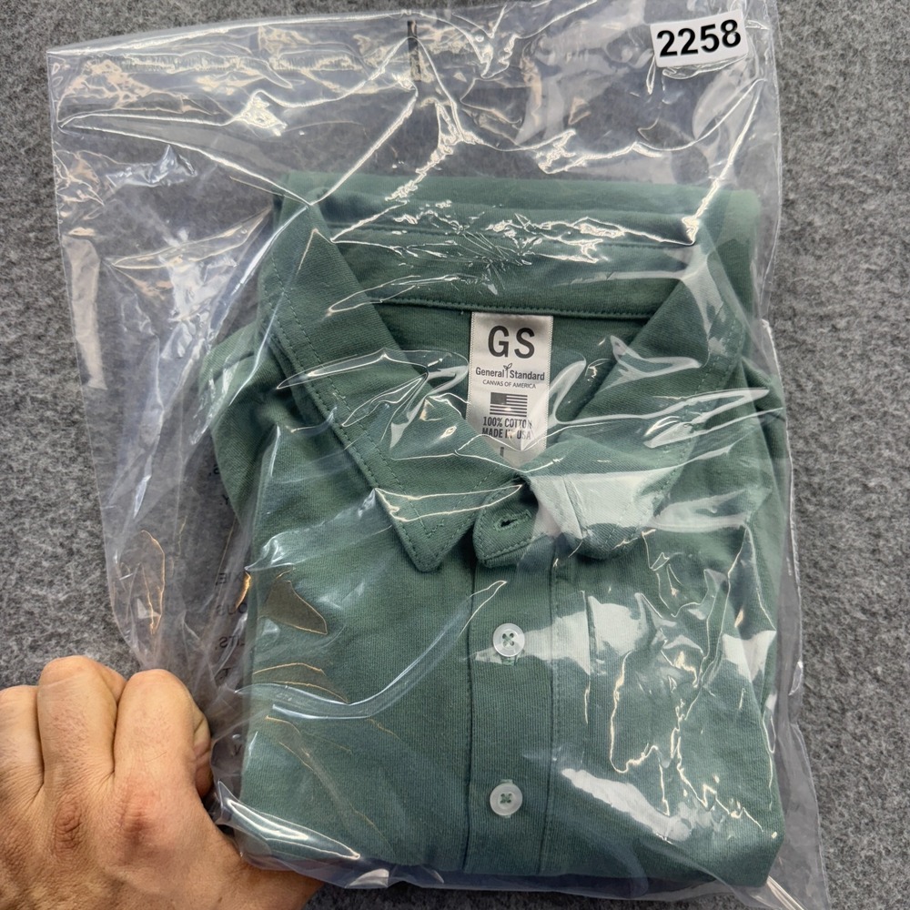 General Standard USA Polo Shirt Sage Green Mens Large 100% Cotton Casual Classic - Picture 7 of 7